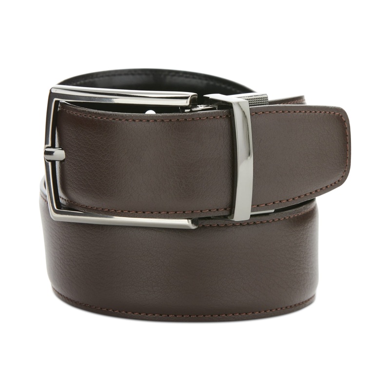 Perry Ellis Portfolio Mens Reversible Belt Dark Brown Black Large