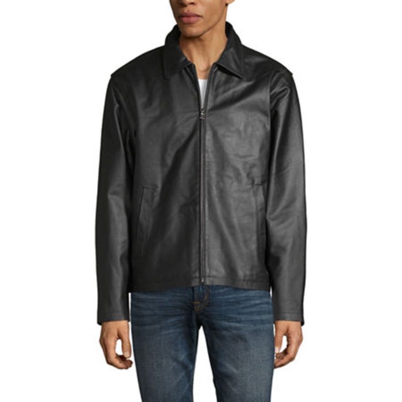 Victory Sportswear Retro Leather Men's Jacket - Black LARGE