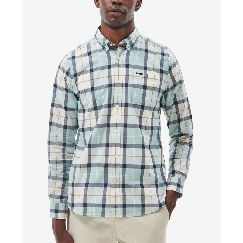 Barbour Men's Rawley Tailored Fit Button Down Shirt  Blue Chalk Tartan XL