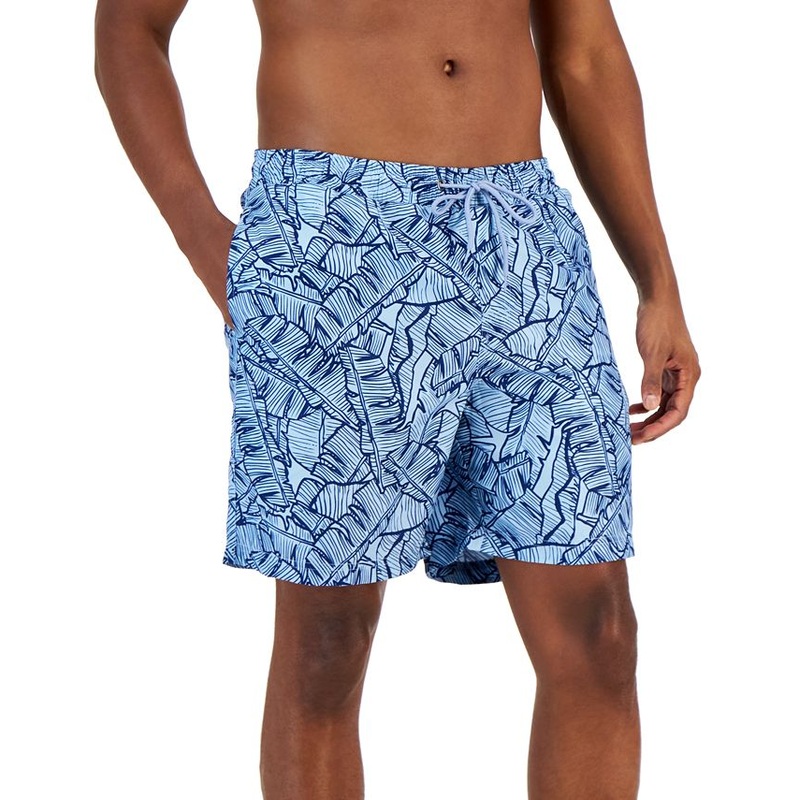 Club Room Men's Ben Tropical Swim Trunks Pale Ink Blue Combo XXL