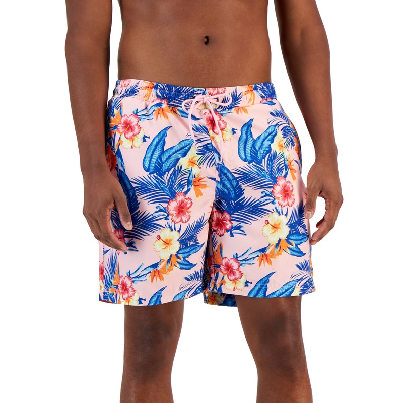 Club Room Men's Swimwear Daniel Tropical Swim Trunks Pink Small