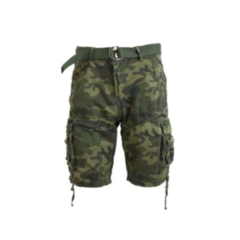 Galaxy By Harvic Mens Belted Cargo Shorts Woodland Camo 32"