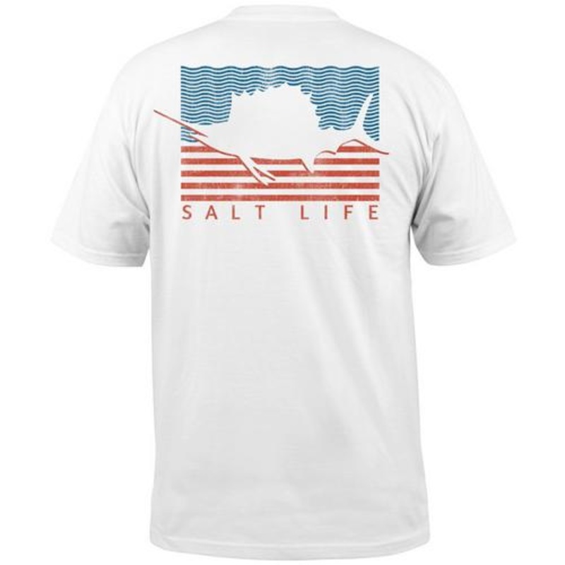 Salt Life Men's Sailing Flag Short Sleeve Crewneck T Shirt White Large