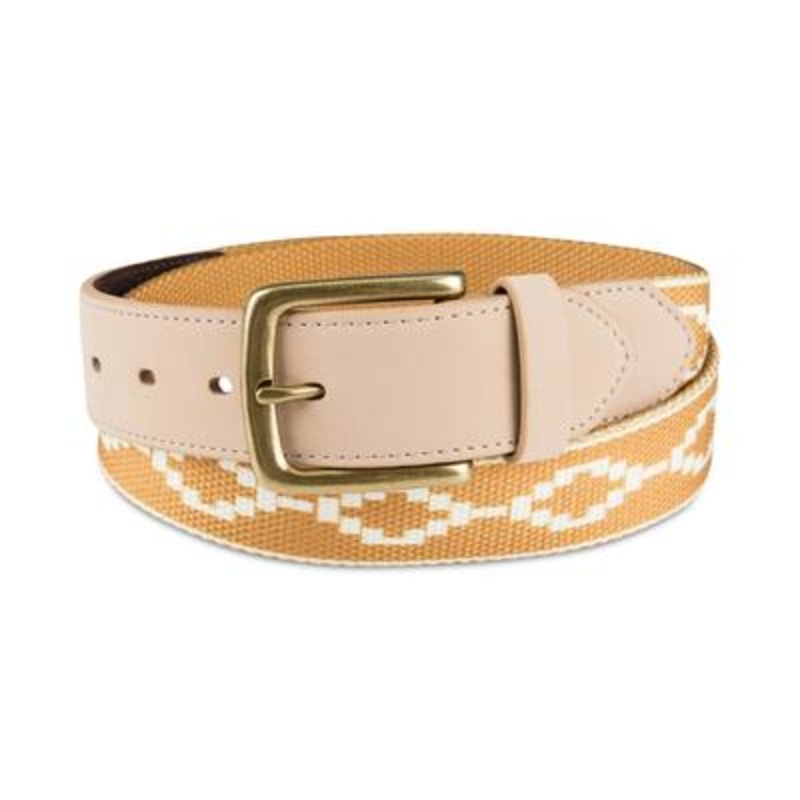 Sun Stone Men's Printed Fabric Belt Gold Large / XL