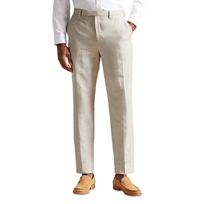 Ted Baker Lance Mens Slim Fit Wool Linen Trousers Stone 34R
