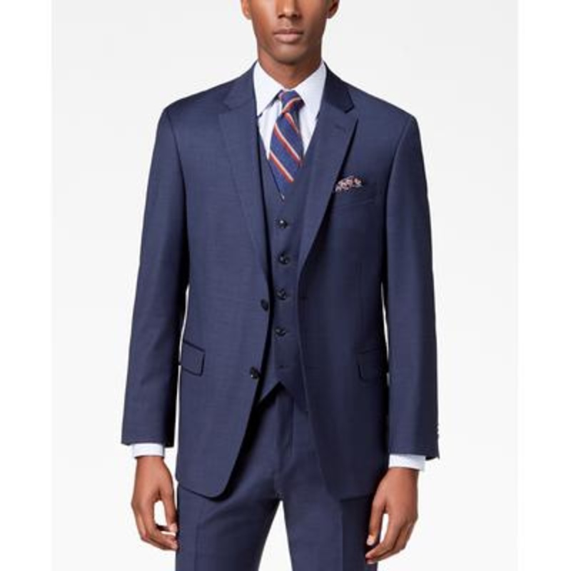 Tommy Hilfiger Modern Fit TH Flex Suit Jacket Blue Sharkskin 42XL
