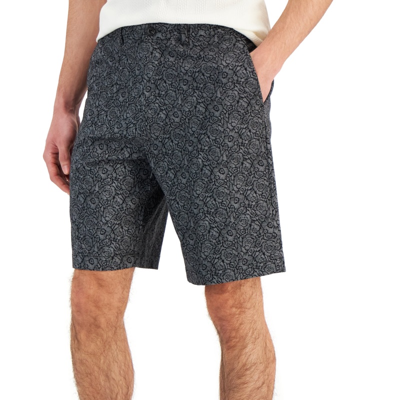 Alfani Men's Classic Fit Floral Black Shorts 36" Waist