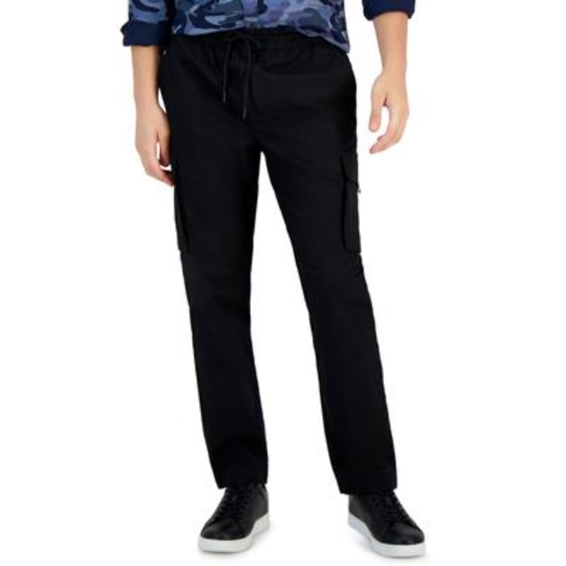 Alfani Men's Modern Fit Six Pocket Ripstop Cargo Pants Deep Black XL