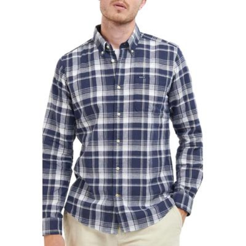 BARBOUR Men's Ezra Classic-Fit Highland Check Button-Down Shirt Navy Large