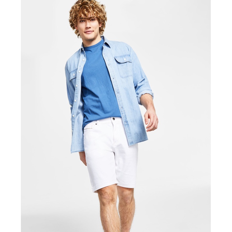 Sun + Stone Mens Vintage Wash Denim Shorts Blanco White 40