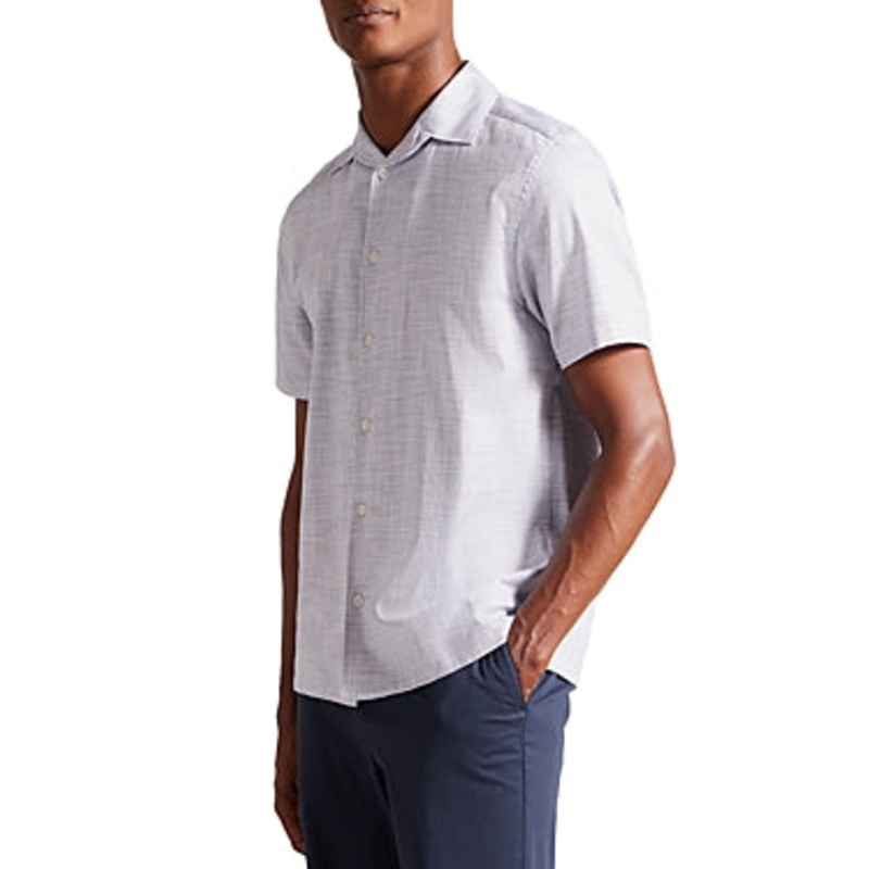 Ted Baker Seamus Men's  Short Sleeve Button Down Shirt White Multi XL