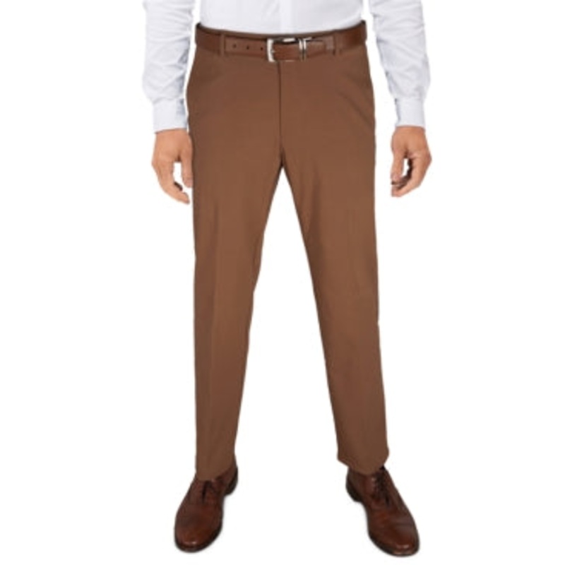 Tommy Hilfiger Mens Modern Fit TH Flex Stretch Brown Solid Dress Pants 32 x 34