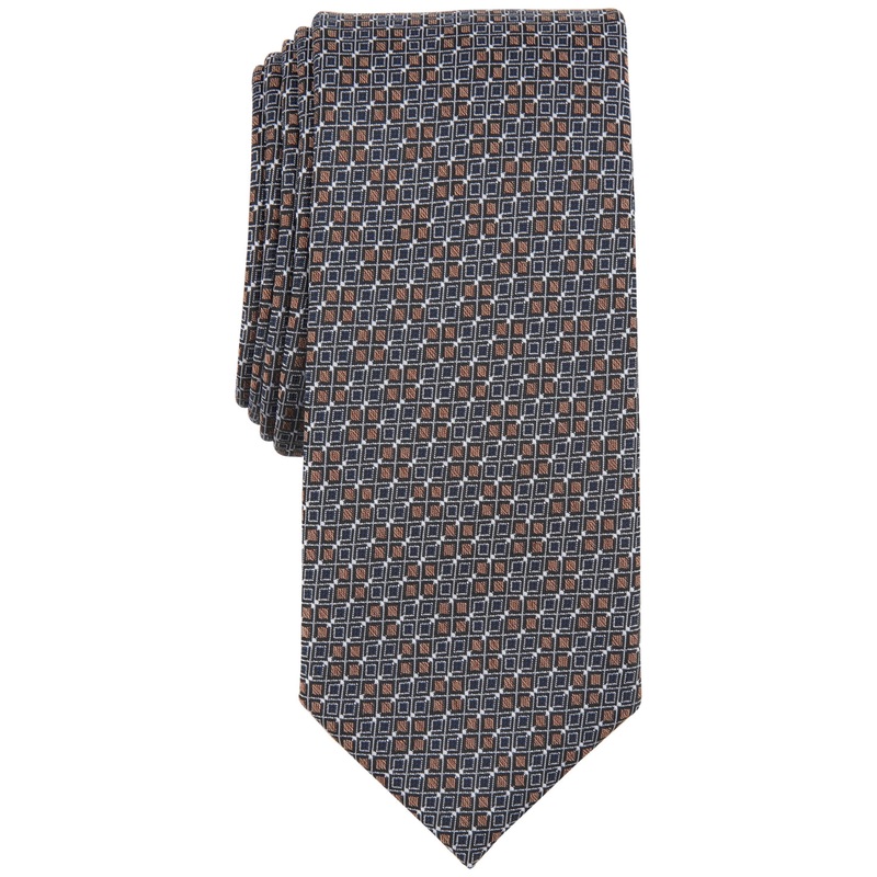Alfani Mens Necktie Elinor Patterned Tie Orange