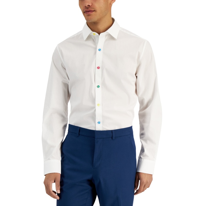 Bar III Men's Button Down Dress Shirt White Small