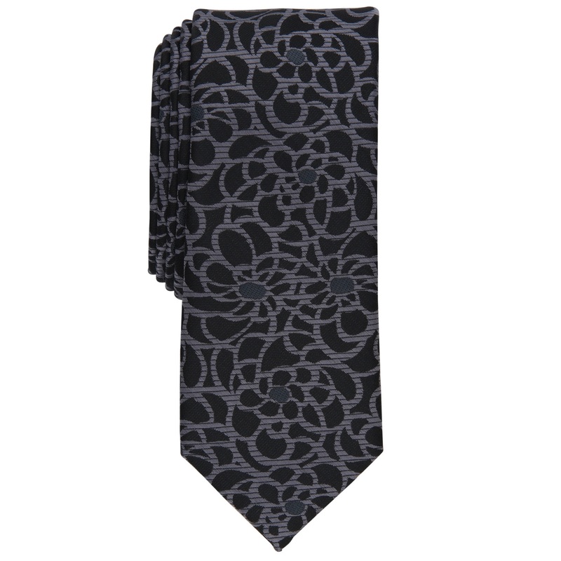 Bar Iii Men's Necktie Carradine Skinny Floral Tie Black Osfa Reg
