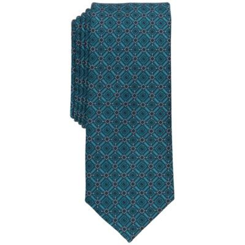 Bar Iii Men's Necktie Lenox Skinny Medallion Neat Tie  Navy  Osfa Reg