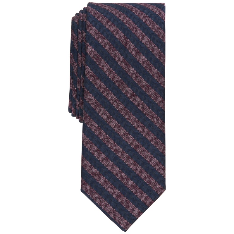 Bar III Mens Cruiser Skinny Herringbone Berry Purple Tie Necktie