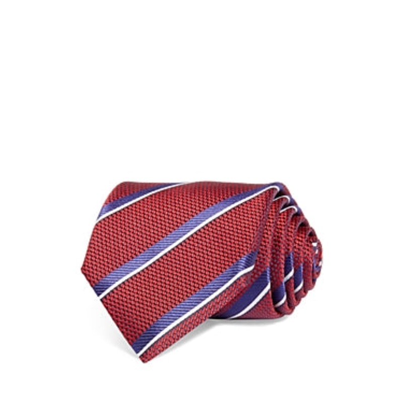 Canali Wide Stripe Silk Classic Tie Necktie Red Blue Wide Stripe One Size