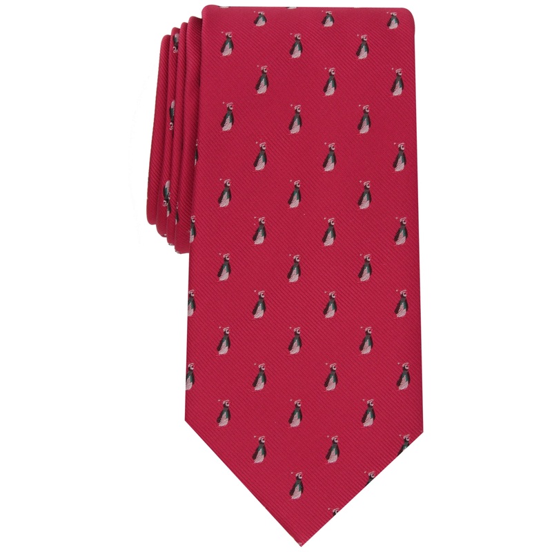 Club Room Men's Festive Penguin Tie Red Osfa Reg