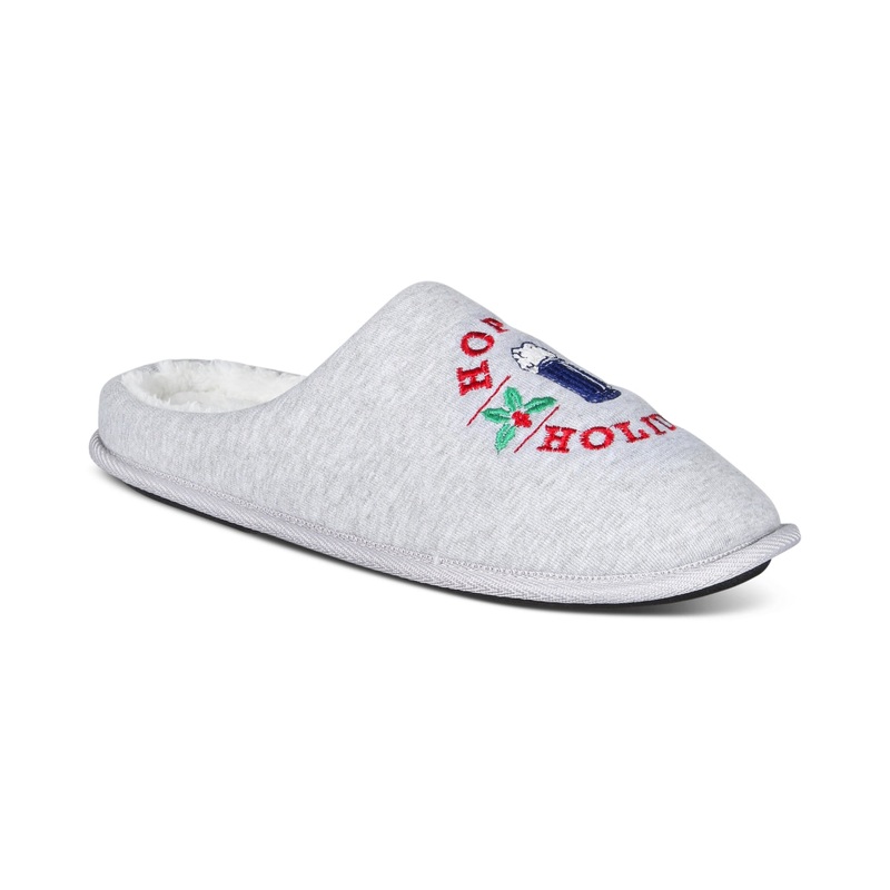 Club Room Men's Jake Plaid Slippers Light Grey XL US
