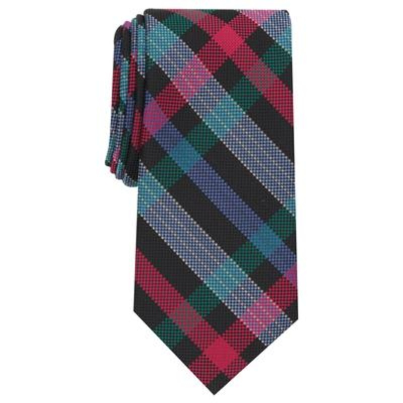 Club Room Men's Necktie Holiday Tartan Tie Blue Osfa Reg