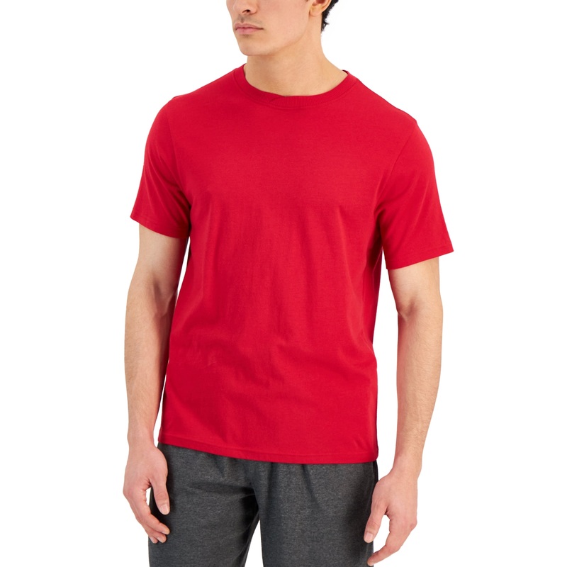 Club Room Men's Pajama Top Crewneck Short Sleeve T Shirt Bright Red Large