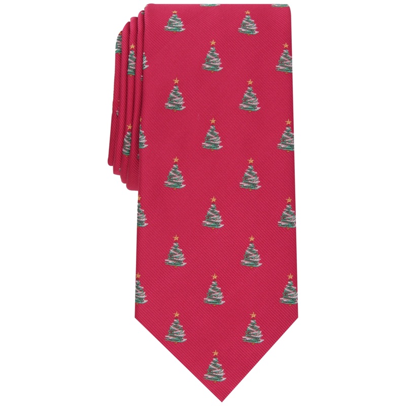 Club Room Mens Holiday Tree Tie Red One Size