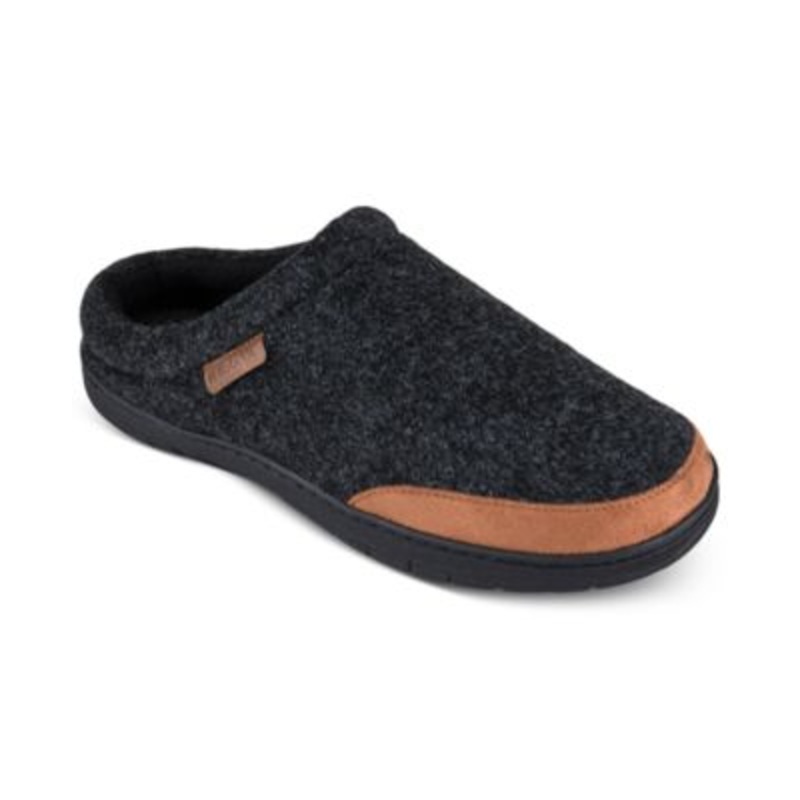 Haggar Men's Dark Gray Faux Trim Slippers Large