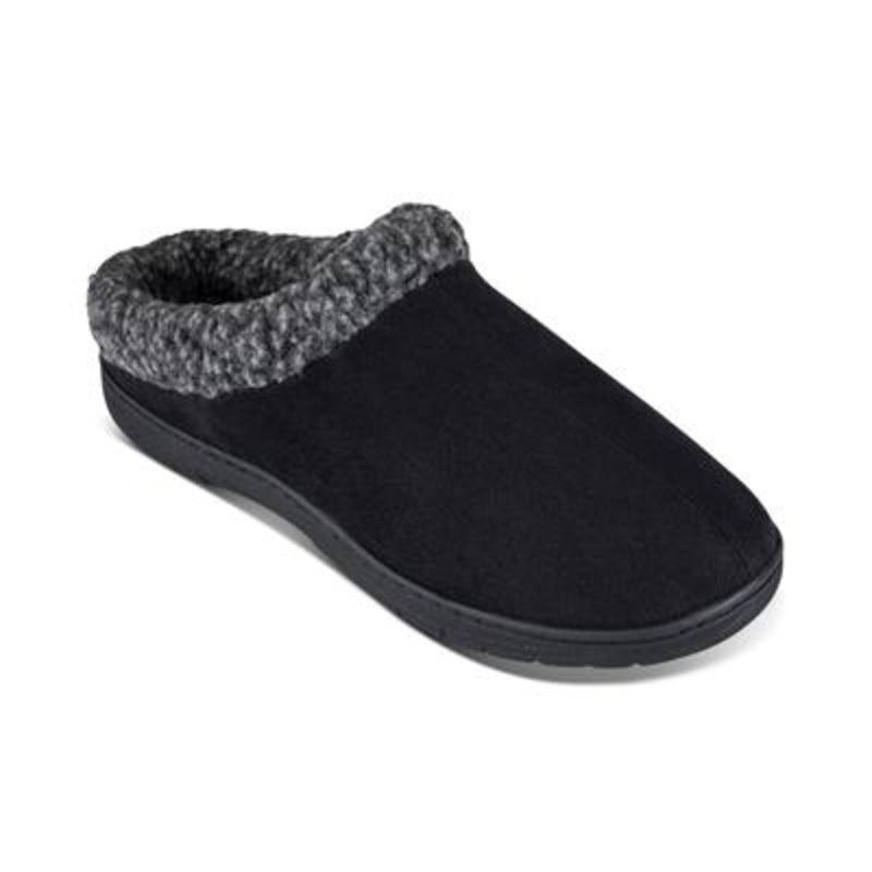 Haggar Mens Faux Suede Slip on Loafer Black Slippers Large