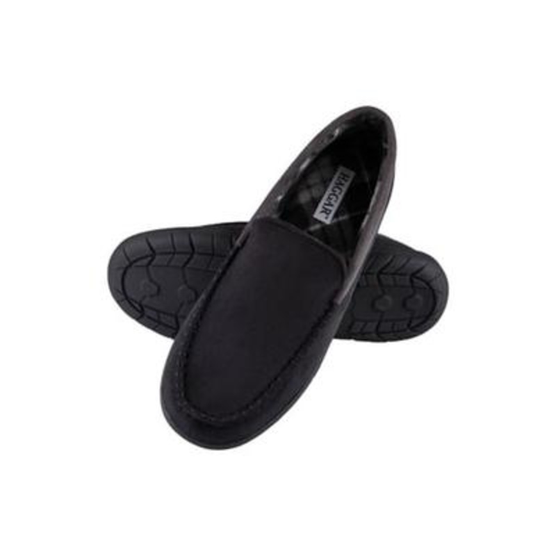 Haggar Mens Microsuede Fleece Lined Venetian Slipper Black 2XL 13 - 14