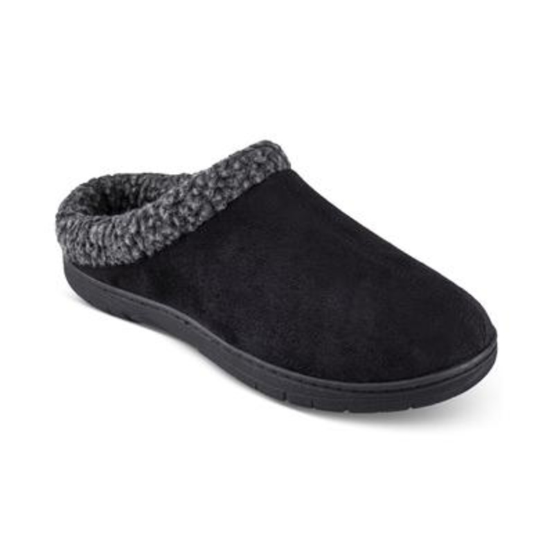 Haggar Mens Rolled Collar Fleece Lined Clog Slipper Black 2XL 13 - 14