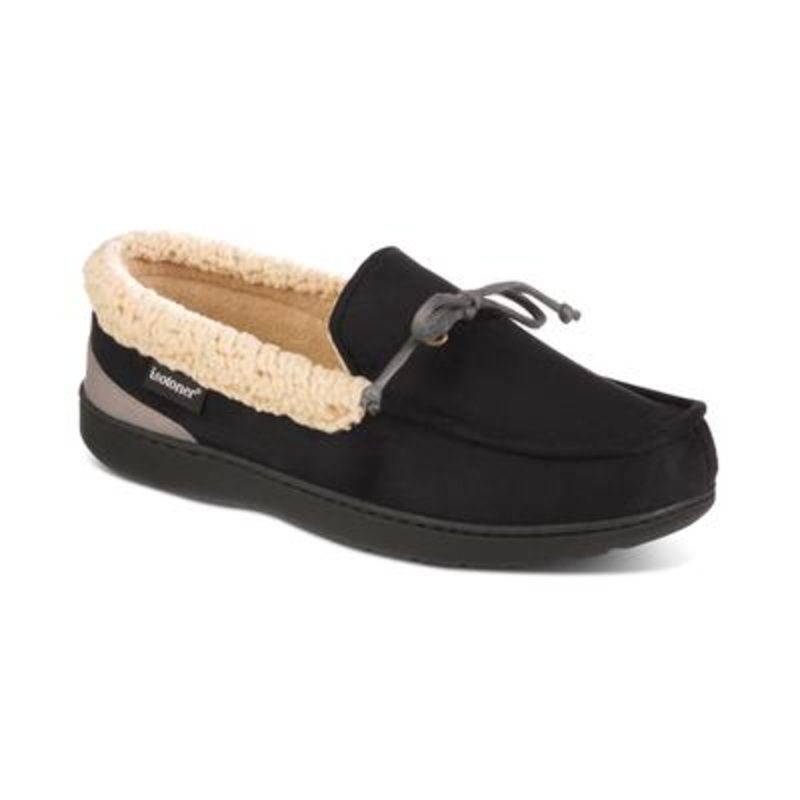 Isotoner Mens Vincent Moccasin Slipper Black Size Large 9.5 - 10.5
