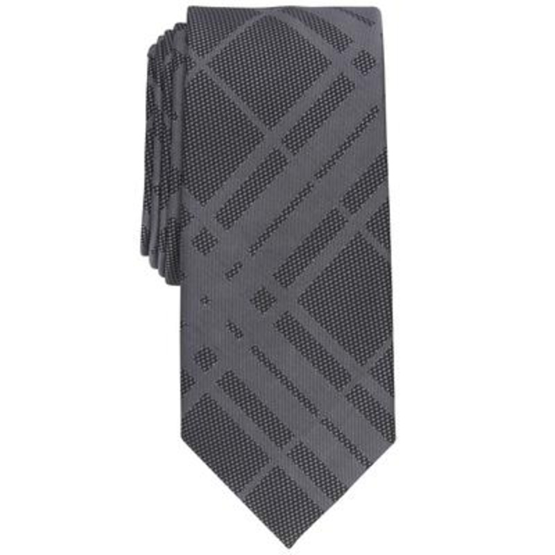 Men's Slim Plaid Tie  Gray Alfani Grey