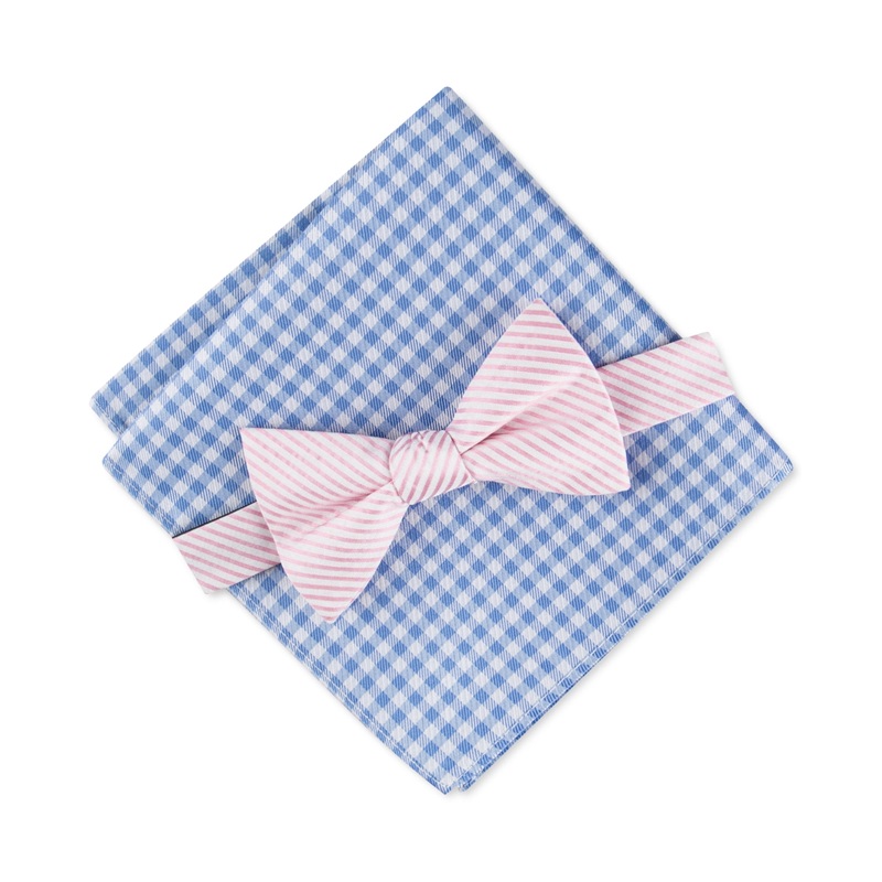 Tommy Hilfiger Seersucker Bow Tie Gingham Patter Pink One Size Necktie