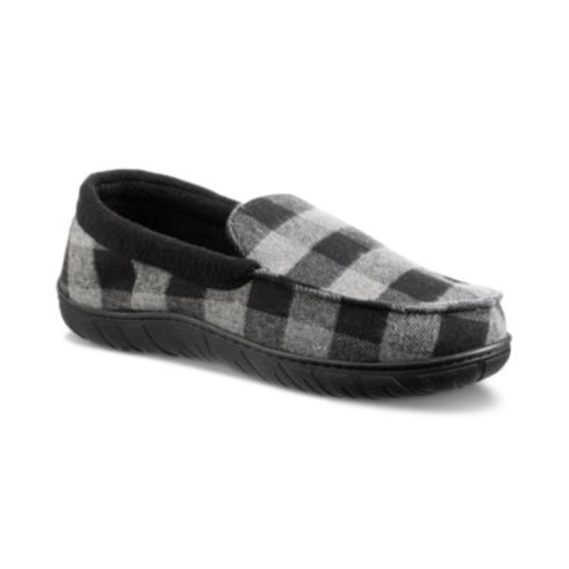 Totes Mens Buffalo Plaid Memory Foam Black Medium