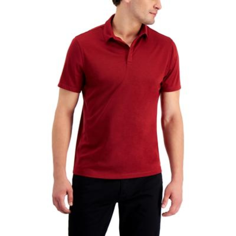 Alfani Mens AlfaTech Stretch Solid Polo Shirt Merlot 2XL