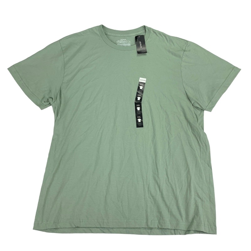 Alfani Mens Short Sleeve Crewneck T Shirt Solid Green Sage 2XL