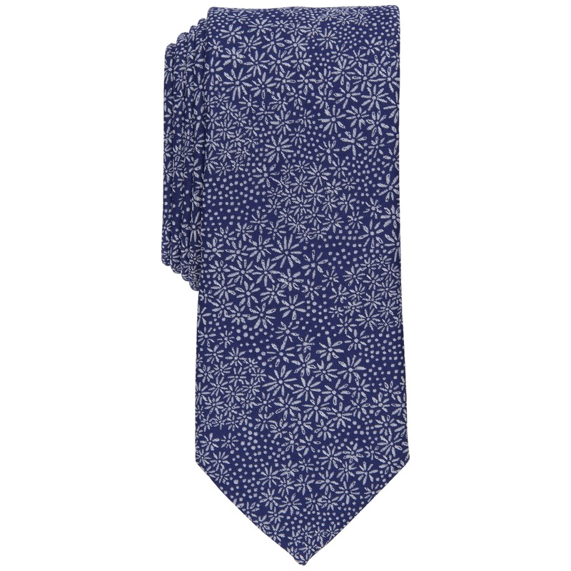Bar III Mens Floral Blue Necktie Navy OS