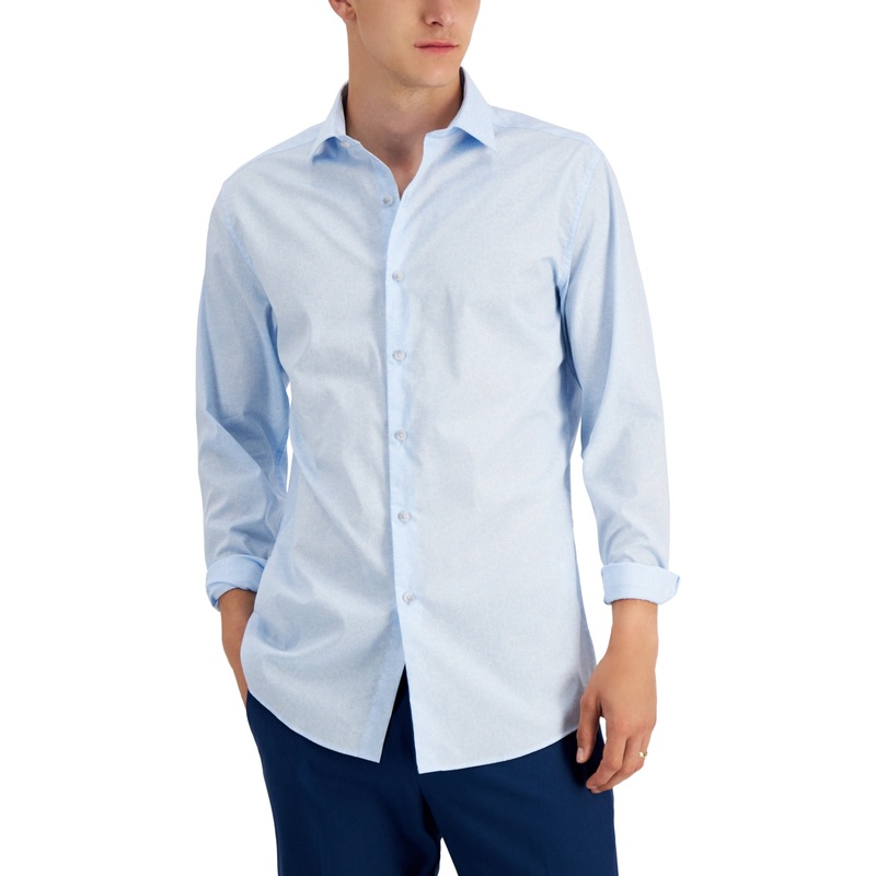 Bar III Mens Slim Fit Long Sleeve Button Down  Shirt Light Blue XL