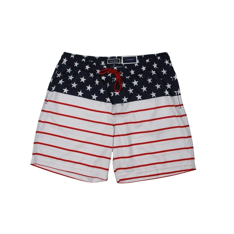 Club Room Mens Americana 7' Inseam Swim Trunks XL Red White Blue