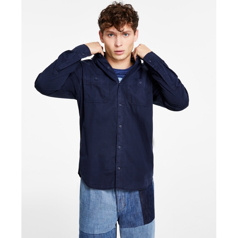Sun + Stone Men's Long Sleeve Button Down Twill Shirt Small