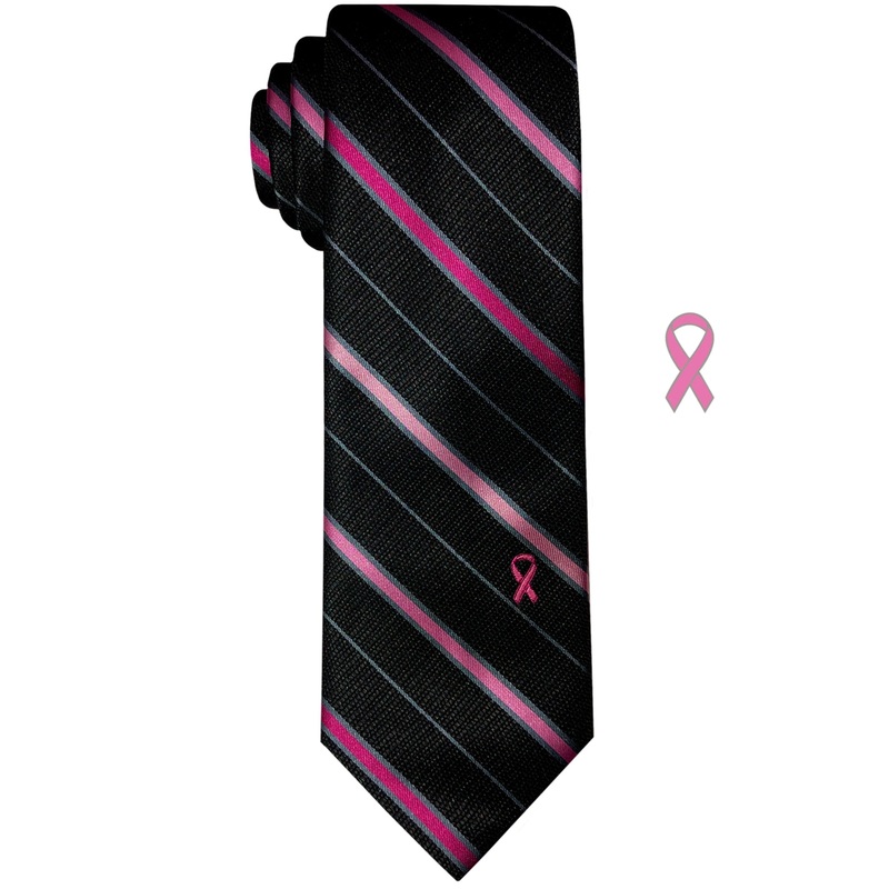 Susan G Komen Men's Classic Textured Stripe Black Tie