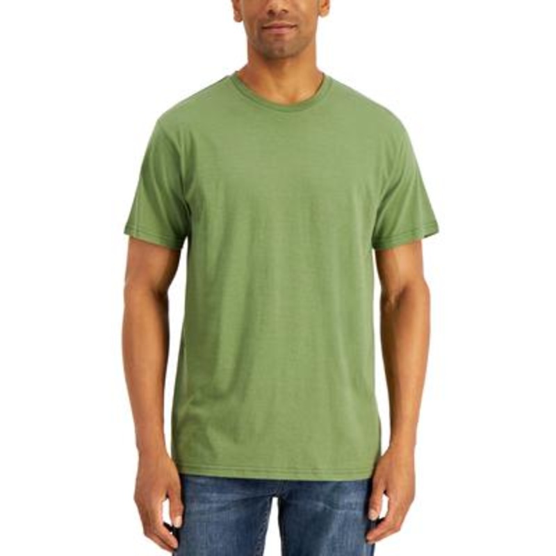 Alfani Mens Solid Short Sleeve T-Shirt Olive Green Medium