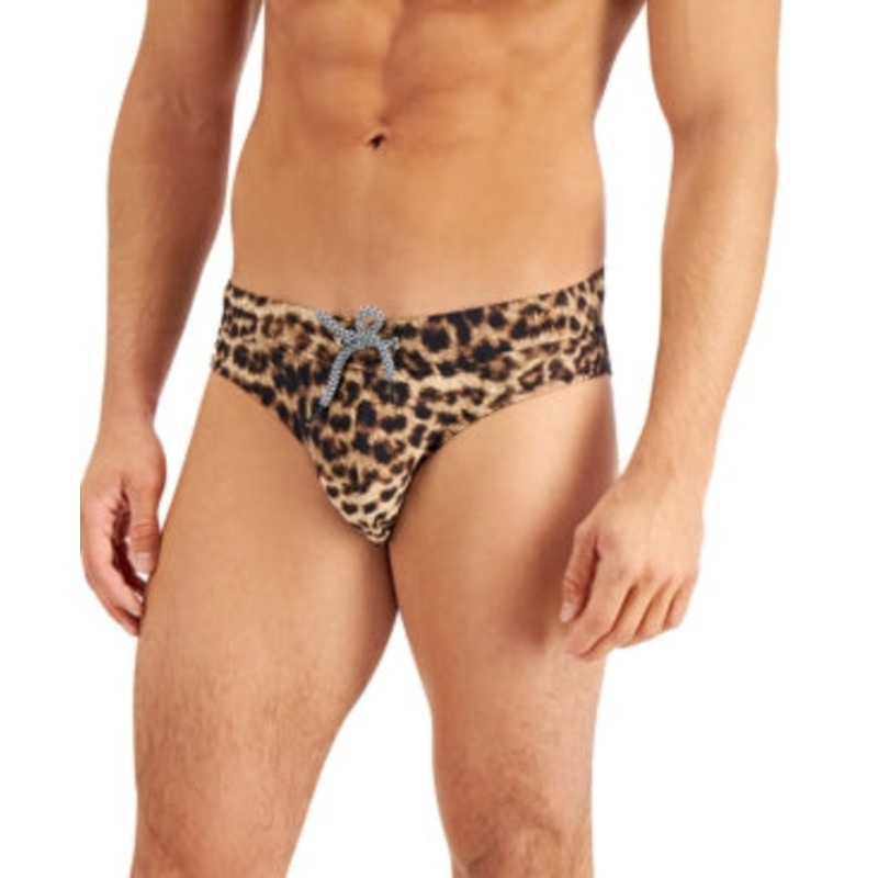 I.N.C. International Concepts Mens Cheetah-Print Swim Brief Beige Combo XL