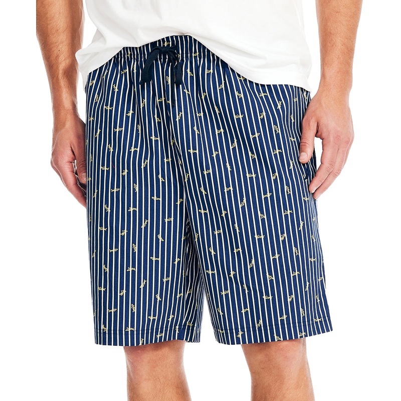Nautica Mens Classic-Fit Stripe Sleep Shorts Blue Large