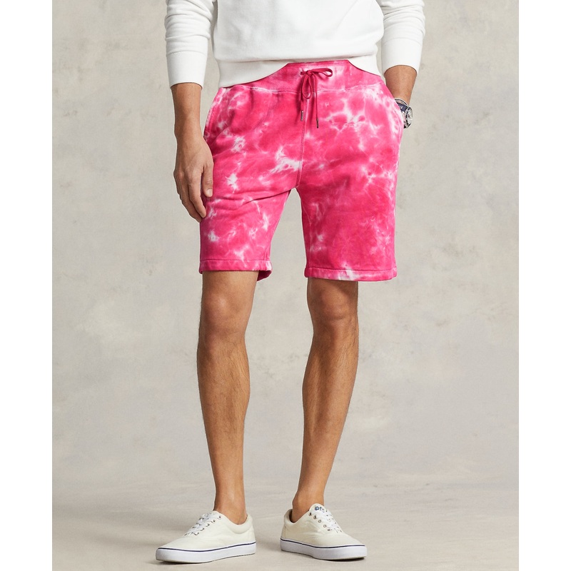 POLO RALPH LAUREN Mens 8.5" Tie Dye Fleece Shorts Pink Small