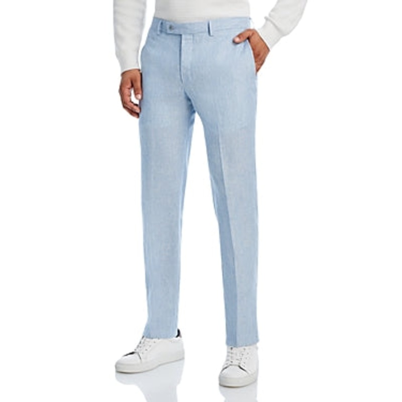 Robert Graham Slim Fit Delave Linen Dress Pants Size 32 Light Blue Linen Blend