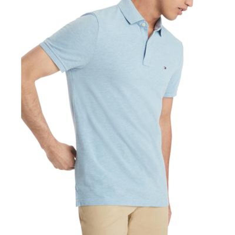 Tommy Hilfiger Men's Custom-Fit Ivy Polo Shirt Light Blue Medium