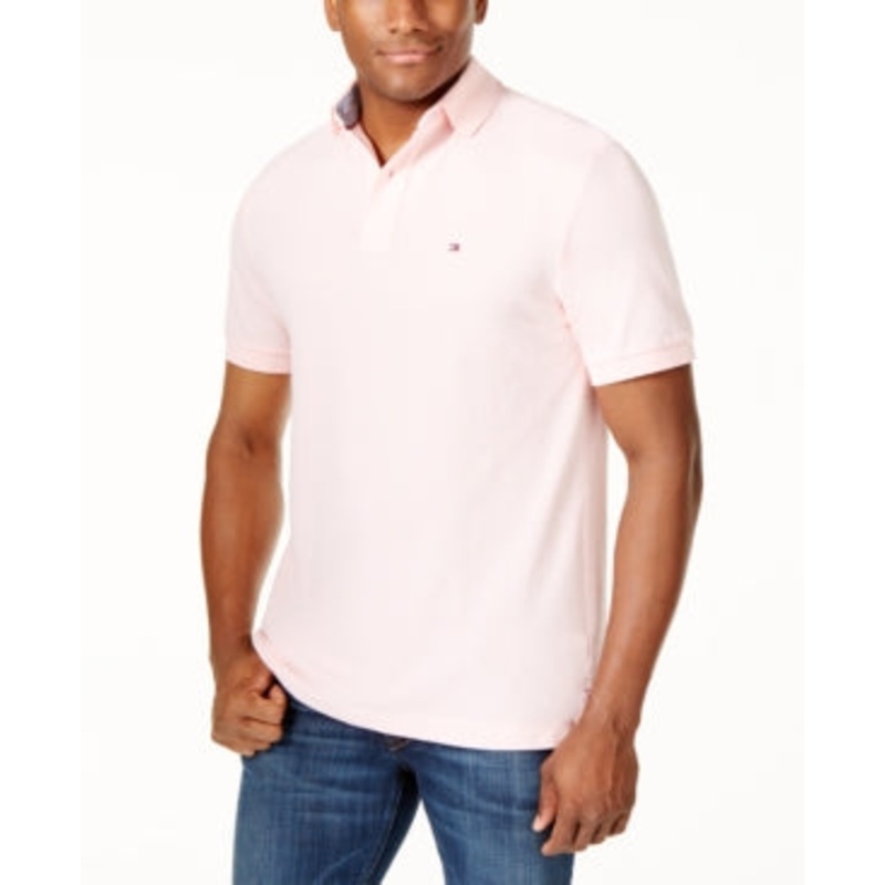 Tommy Hilfiger Men's Custom Fit Ivy Polo Shirt Pebble Pink 3XL
