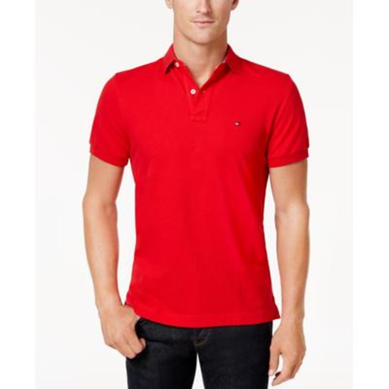 Tommy Hilfiger Men's Custom Fit Ivy Polo Short Sleeve Shirt Red 3XL